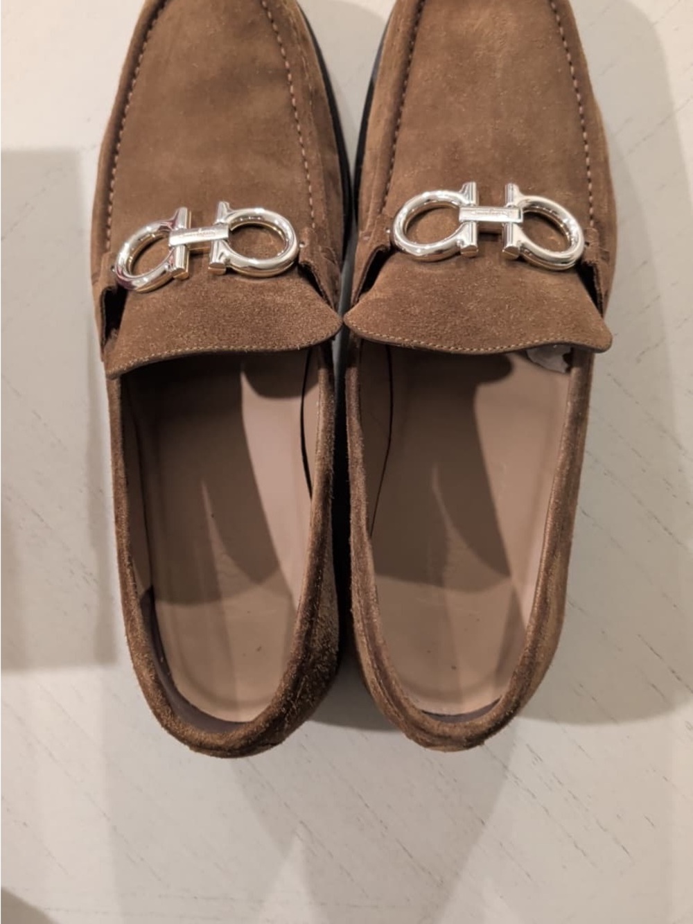 Salvatore Ferragamo Brown Suede Horsebit Loafers